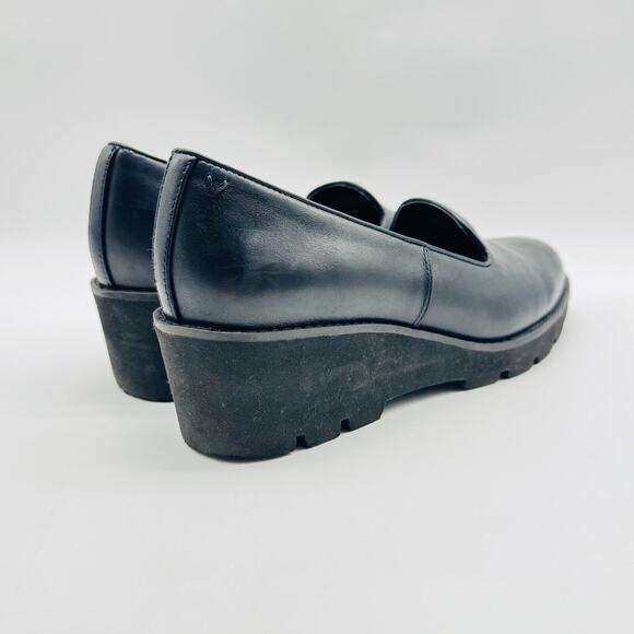 Vionic Shoes Womens 9 Black Leather Wedge Heels Slip On Comfort Orthotic Willa - Picture 6 of 10